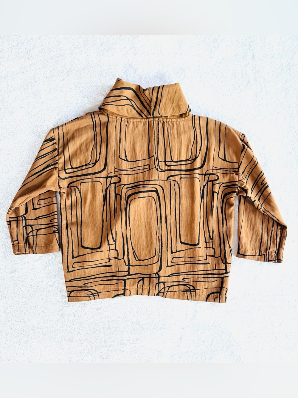 Liv by Habitat Abstract Print Cowl Neck 3/4 Sleeve Shirt, Brown & Black, Size S - Picture 2 of 6